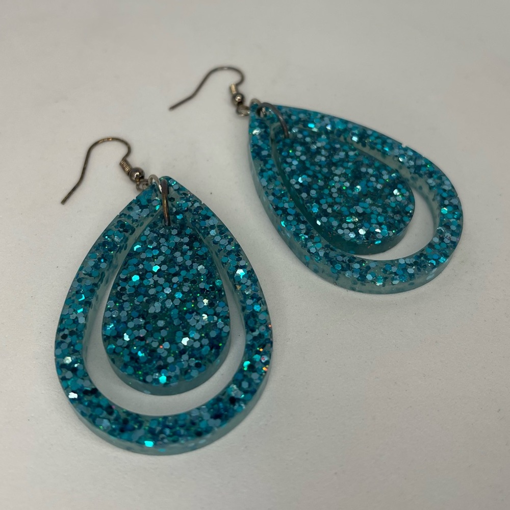 Large Glittery Resin Earrings